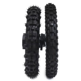 14"/12" Wheels Front 60/100-14 & Rear 80/100-12 Tire with Rim + Brake Disc & Sprocket for Dirt Pit Bike Motocross Off Road 50cc 70cc 90cc（Load 441lbs）