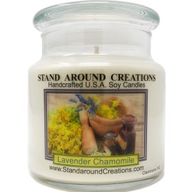 Premium 100% All Natural Soy Apothecary Candle - 16 oz.- Lavender Chamomile: Lavender and Chamomile Essential Oils Create a Fragrance That is Soothing and Intricate.