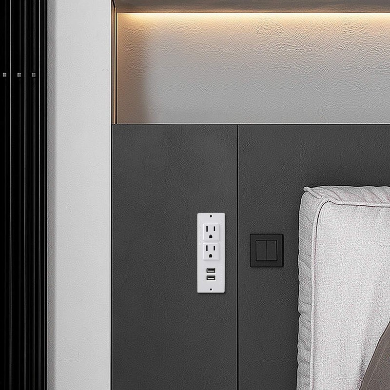 Small Recessed Power Strip Plug Extension Cord with USB Electrical