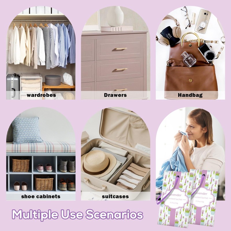 SCENTORINI Sachets for Drawers and Closets, Long-Lasting Lavender Sachets Bags,