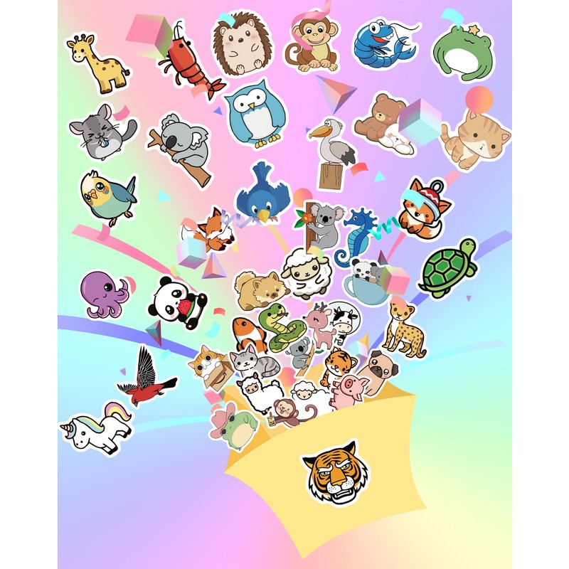 100 Pcs Animal Stickers for Kids, Cute Water Bottle Stickers