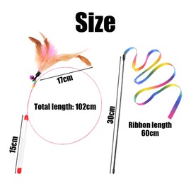 ZBHDEYG 1 Piece Cat Toy Stick, 1 Piece Funny Cat Webbing Stick, Feather Bell Funny Cat Stick, Long Pole Funny Cat Stick, Cat Trainer, Retractable Funny Cat Toy