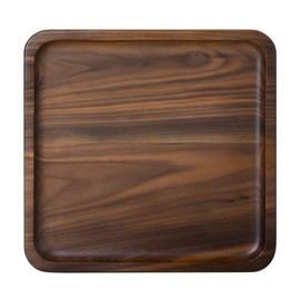 Rustic Walnut Wooden Tray Solid Wood Serving Tray Square Rectangle Platter Tea Tray Coffee Table Tray (Square Large (9 x 9 inch))