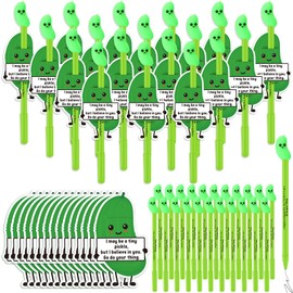 Spakon 20 Set Pickle Pens Bulk Gifts Positive Appreciation Small Thank You Gifts Inspirational Cute Cartoon Ballpoint Pens with Bookmarks Funny Christmas Gift for Employee Coworker Team