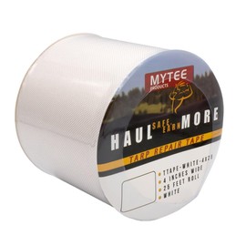 Mytee Products 8.8 oz Waterproof White Vinyl Tarp Repair Tape 4 Inch x 25 FT with Heavy Duty Adhesive Backing - Tarp Repair Kit