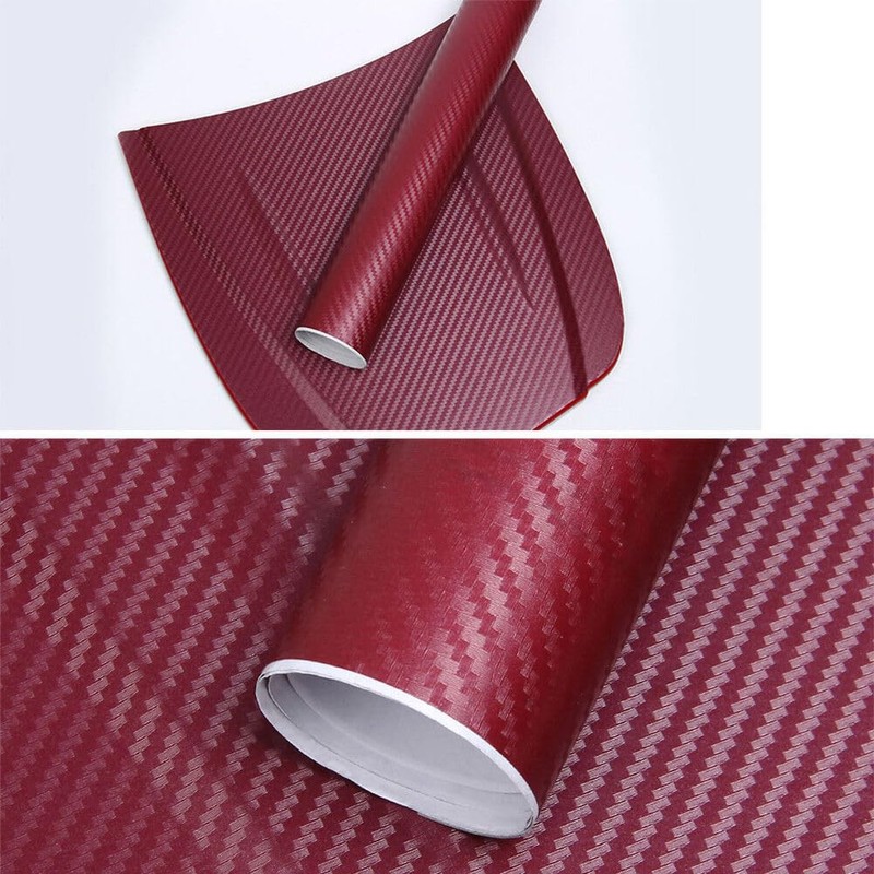 NewL 3D Deep Red Carbon Fiber Vinyl Film with Bubble