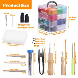 Needle Felting Kit, 72 Colours Felt Wool Roving, Needle Felting Starter Kit with Felting Needles, Basic Tools and Accessories for DIY Christmas Felt Crafts Wool Fibre Hand Spinning for Beginners