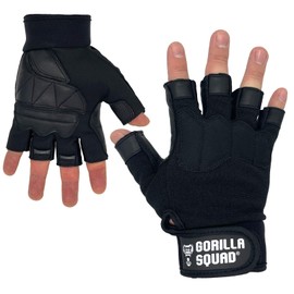 Gorilla Squad Protection Weight Training Gloves, Cross Training, Weightlifting, Large, Black