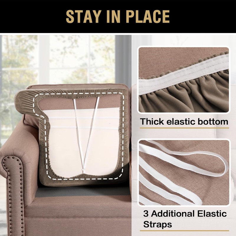 H.VERSAILTEX Stretch Velvet 2 Piece T Cushion Sofa Slipcovers for