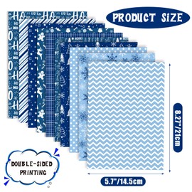 Morcheiong 55 Sheets Merry Christmas Pattern Paper Set Decorative Paper for Card Making Scrapbook Photo Album Decor, 10 Designs (Blue, 5.7*8.27 inches)