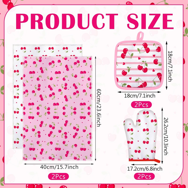Hahafelt 6 Pcs Cherry Kitchen Decor Accessories Include 2 Cherry