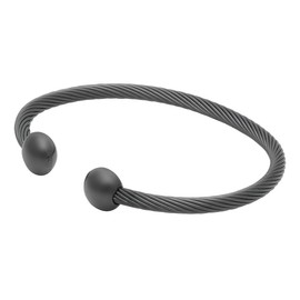 QRAY Gun Metal Deluxe Golf Athletic Bracelet Men Women C-Shaped Health Wellness Bracelet (Medium: 7"~7.75")