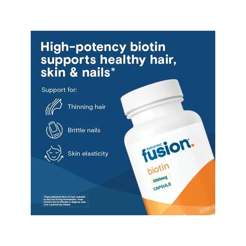 Bariatric Fusion Biotin 5000mcg 90 Cápsulas Para Crecimiento