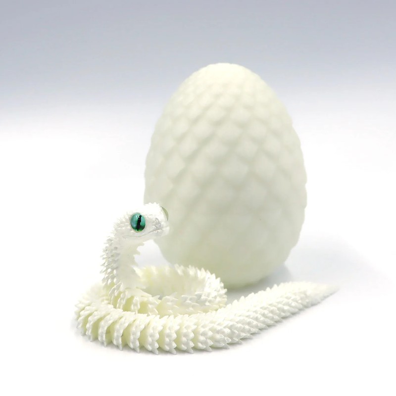 3D Printed Articulated Snake Egg Toy for Desk Decor –
