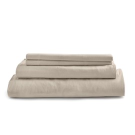 All Seasons Ultra-Soft Hand Feel 4 Piece Deep Pocket 100% Cotton Flannel Sheets Queen Size | All Seasons Fall Bedding Pretty Taupe Tan Color Durable Warm Plush Cozy Luxury Bedsheet Set