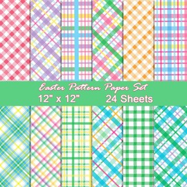 24 Sheets Easter Pattern Paper Set, 12"x12" Easter Patterned Cardstock Paper Scrapbooking Supplies Paper Colorful Origami Paper - 12 Styles