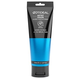 GOTIDEALÂ Iridescent Acrylic Paint Chameleon Blue Tubes(120ml, 4.1 oz) Non Toxic Non Fading,Rich Pigments for Painters, Adults & Kids, Ideal for Canvas Wood Clay Fabric Ceramic Craft Supplies