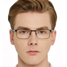 OCCI CHIARI Men's Stylish Blue Light Reduction Glasses, No Prescription, Classic, Fashion, PC Glasses, Fatigue, Classic, Wellington Spring Hinge, 3008-black/blue