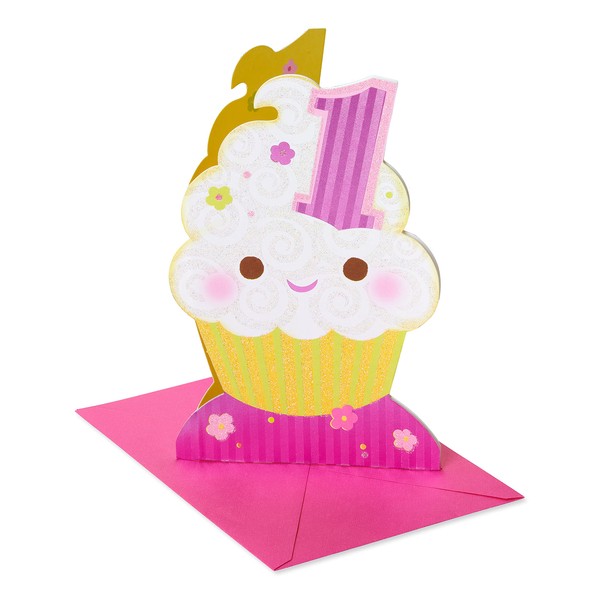 American Greetings 1st Birthday Card for Girl (Cupcake)