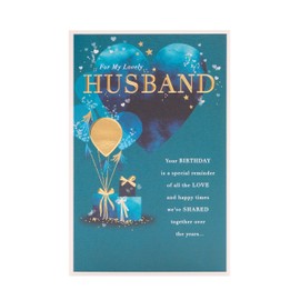 UK Greetings Birthday Card for Husband - Blue Heart Design - Thinking of You Range