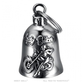 MOCY BELL - Clochette Moto Lady Biker Guardian Gremlin Mocy Bell Acier Inoxydable Argent