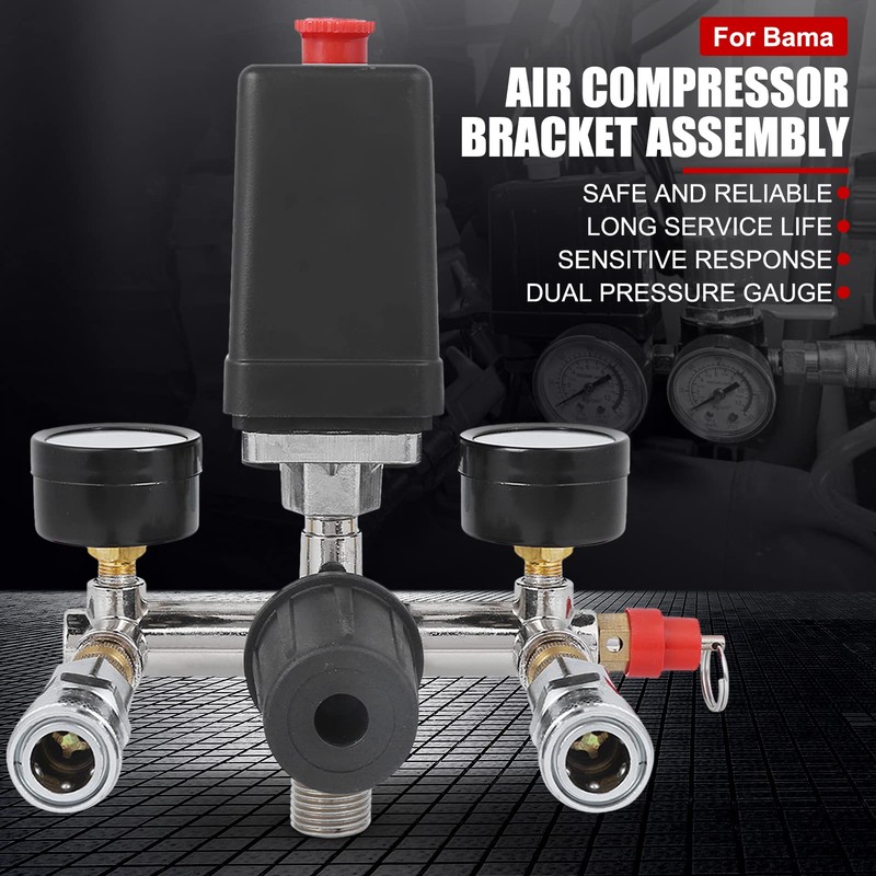 Air Compressor Bracket Assembly Pressure Control Switch Valve Manifold Regulator