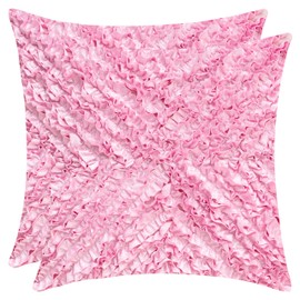 The White Petals - Juego de 2 fundas de almohada con volantes, Rosado, 12" x 12" (30 cm x 30 cm)