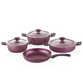 WILMA 7-Piece Die-Cast Aluminum Granite Non-Stick Cookware Set (Purple)