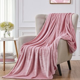 Walensee Fleece Blanket Plush Throw Fuzzy Lightweight (Throw Size 50x60 Blush) Super Soft Microfiber Flannel Blankets for Couch, Bed, Sofa Ultra Luxurious Warm and Cozy for All Seasons