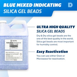 1 Gallon Premium Mixed Silicagel Beads with Blue Indicating Beads(Industry Standard 3-5mm) - 7 LBS Reusable