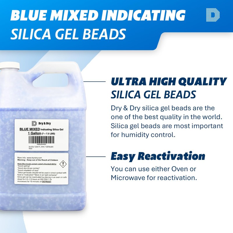 1 Gallon Premium Mixed Silicagel Beads with Blue Indicating Beads(Industry