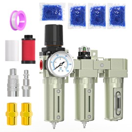 MEANLIN Heavy Duty Industrial Grade 3/4" NPT 3 Stage Air Drying System,Coalescing Filter, Particulate Filter, Desiccant Dryer and Air Regulator, Manual Drain, For Plasma Cutter and Paint Spray