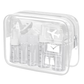 lridsmole Toiletry Bag for Travel, Airport Security Liquids Bags, Clear Makeup Bags TSA Approved, Waterproof Toiletry Bags with 5 Bottles, Cosmetic Organizer for Women, Airport Security Compliant