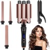 3-in-1 Professional Hair Curling Iron Set - Rose Gold with