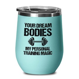 Luxe Gifting Personal Trainer Teal Edition Wine Tumbler 12oz - Your Dream Bodies - Fitness Instructor Workout Coach Exercise Lover Cardio Lover Gym Coach