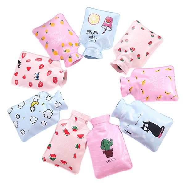 9 x Hot Water Bottles for Children and Adults, Mini Pocket Hot Water Bottle, Small Hot Water Bottle 0.2L, Fashy Hot Water Bottle Ideal for Hand & Back Warmies, Warmth and Comfort Warmer