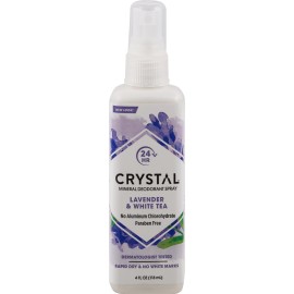 Crystal Body Deodorant Deodorant Spray Lavender & White Tea 4 oz (Pack of 6)
