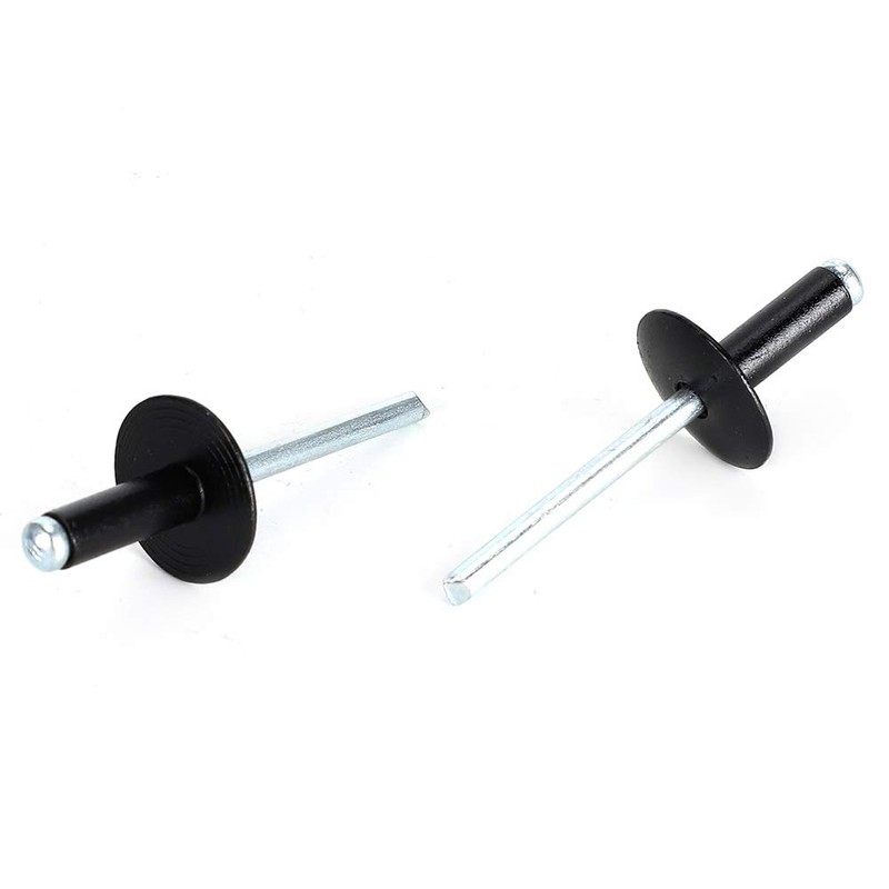 200pcs Black Blind Rivets Steel Mandrel Aluminum Body Pop Rivets