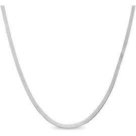 Verona Jewelers Sterling Silver 3.3MM Flexible Flat Herringbone Chain Necklace Men Women 16, 18, 20, 22, 24 Inch 925 Made in Italy, Metal