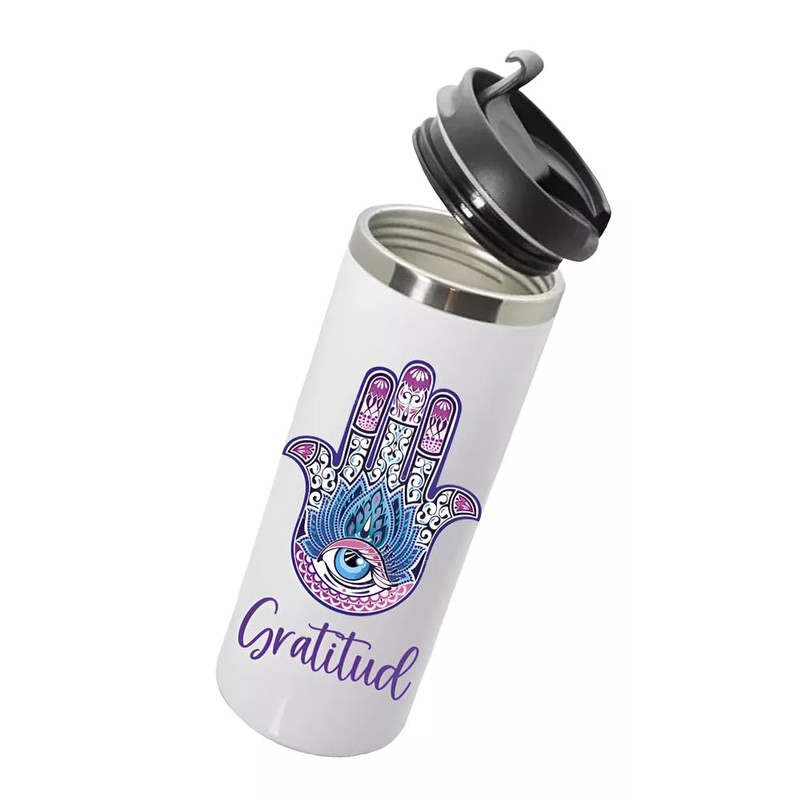Termo Vaso Yoga Mandala Acero Inoxidable Con Bolsa Tela
