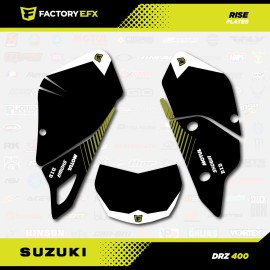 Factory EFX Black Gold Rise Racing Graphic Kit fits Suzuki Drz400 Drz 400 Drz400sm 400sm - 7mil thick full kit no numbers