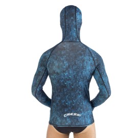 Cressi Hunter Hooded Rash Guard, Blue Camo, Small