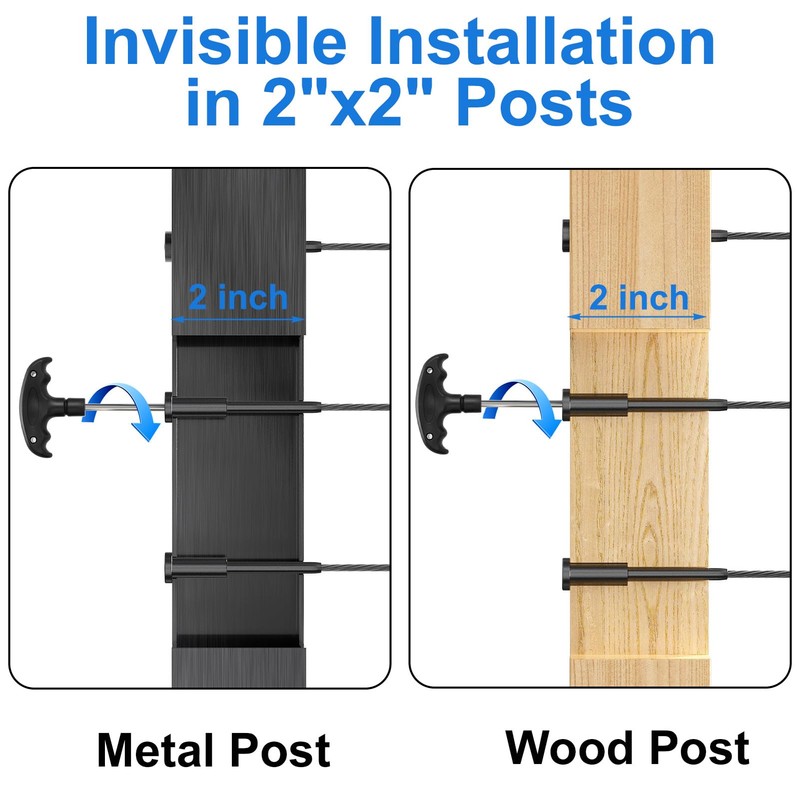 Steel DN Mate 10 Pack Black Invisible Cable Railing kit