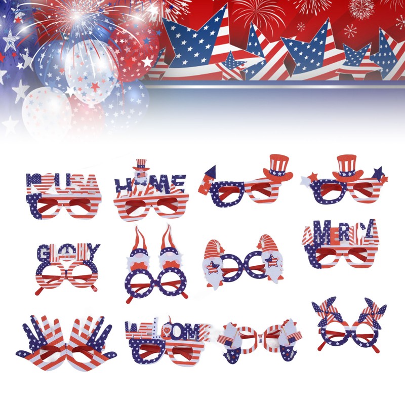 12pcs American Independence Day Glasses American Flag Holiday Glasses for