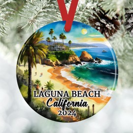 Handmade Ceramic Laguna Beach California Christmas Ornament