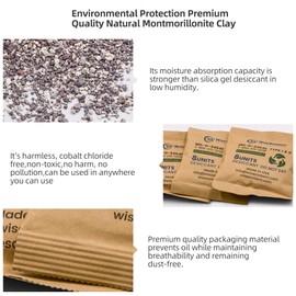 Wisesorb Kraft Clay Desiccants Packs for Safe, 264 Gram 2 Packs Dehumidifier for Gun Safe, Military Grade Moisture Absorbers, Conforms to MIL-D-3464E Type I & II Absorbents