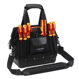 CRIPOP 13 Inch Wide Mouth Tool Bag, Heavy Duty Tool Bag with Water Proof Molded Base, Tool Storage Bag for Men, Plumbers, Electricians, Handymen