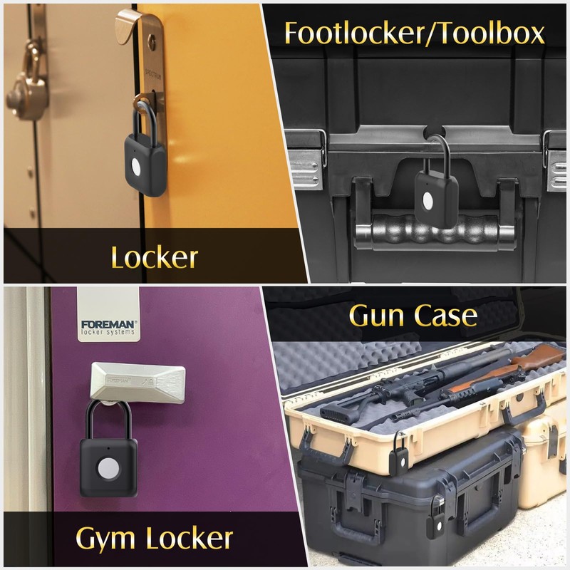 Pothunder Fingerprint Padlock, Smart Padlock, Locker Lock, Combination Lock, Fingerprint