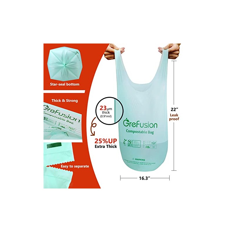 GreFusion 10 Liter Biom√ºllbeutel mit Henkel (10 Liter, 80 St√ºck)
