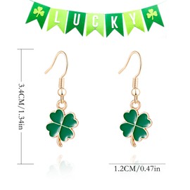 XGALBLA St Patricks Day Earrings for Women,Shamrock Clover Green Earrings Saint Patricks Day Decorations Irish Lucky Four Leaf Dangle Earring St. Patrick's Day Accessory Holiday Jewelry Gift(Style 7)